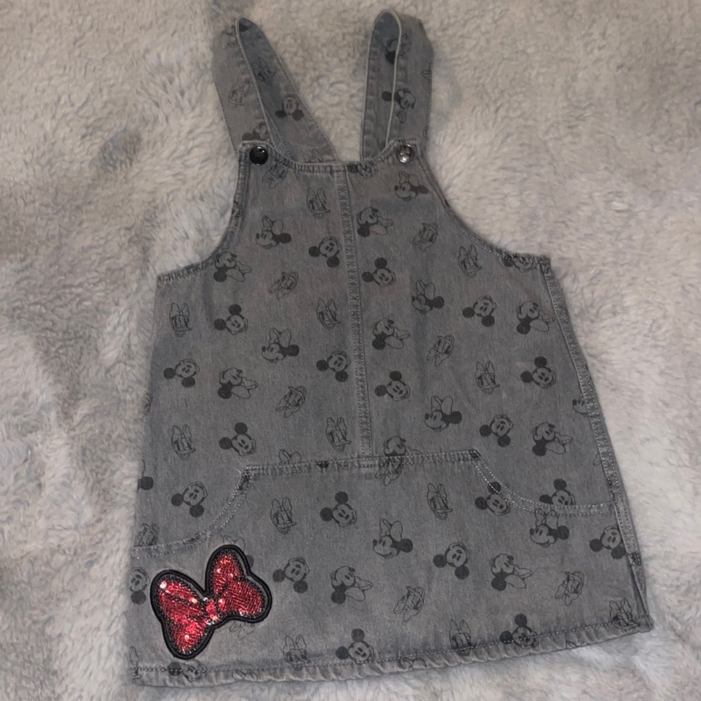 🌈 Disney Junior Minnie Mouse Overalls Dress Mickey Sz 4T Jumper